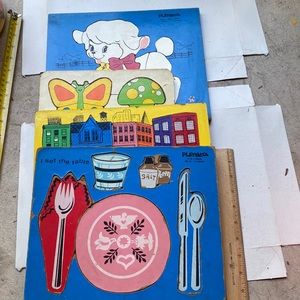Vintage 1970s Set of 4 Baby/Toddler Board Puzzles
